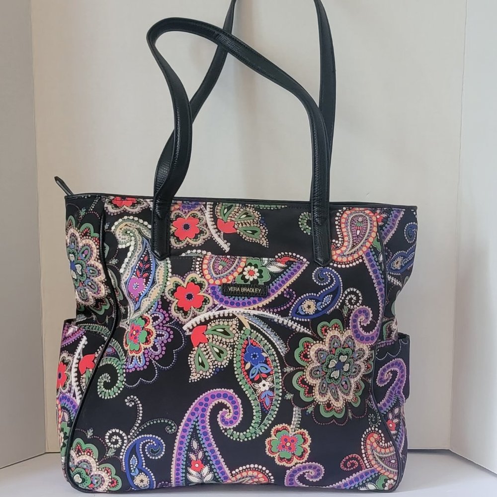 Vera Bradley Preppy Poly Zip Top Tote Kiev Paisley